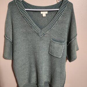 Sundance Much Loved Short Sleeve Knit Teal Blue Size M